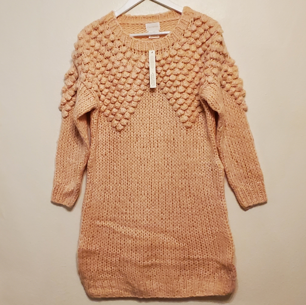 Foxiedox Anthropologie Pommed Sweater Dress/Tunic Light Pinkish Peach-Nwot